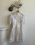 Vintage 70s Prairie Lace Micro Mini Bridal Dress