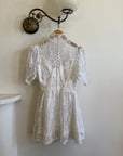 Vintage 70s Prairie Lace Micro Mini Bridal Dress