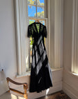 Vintage 40s Guipure Lace Short Sleeved Gown Noir
