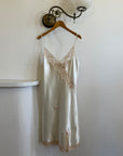 Vintage Y2K Victorias Secret Ivory Satin Champagne Lace & Pink Rosettes Mini Slip Dress