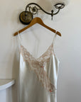 Vintage Y2K Victorias Secret Ivory Satin Champagne Lace & Pink Rosettes Mini Slip Dress