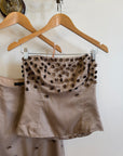 Vintage Y2K Mocha Silk Organza Set With 3D Floral Applique