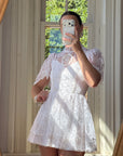 Vintage 70s Prairie Lace Micro Mini Bridal Dress