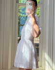 Vintage 70s Prairie Lace Micro Mini Bridal Dress