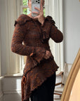 Vintage 90s Chunky Knit Fairy Top with Flowers Rust