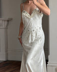Vintage 90s Italian Crystal and Rhinestone Silk Backless Wedding Gown