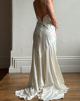 Vintage 90s Italian Crystal and Rhinestone Silk Backless Wedding Gown