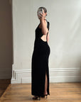 Vintage 90s Velvet Open Back Minimalist Maxi Dress