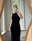 Vintage 90s Velvet Open Back Minimalist Maxi Dress