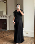 Vintage 40s Guipure Lace Short Sleeved Gown Noir