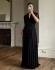 Vintage 40s Guipure Lace Short Sleeved Gown Noir