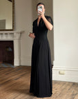 Vintage 40s Guipure Lace Short Sleeved Gown Noir