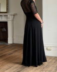 Vintage 40s Guipure Lace Short Sleeved Gown Noir