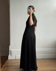 Vintage 40s Guipure Lace Short Sleeved Gown Noir