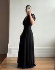 Vintage 40s Guipure Lace Short Sleeved Gown Noir