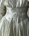 Vintage 90s Australian Made Satin Rosette Basque Waist Ballgown
