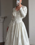 Vintage 90s Australian Made Satin Rosette Basque Waist Ballgown