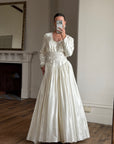 Vintage 90s Australian Made Satin Rosette Basque Waist Ballgown