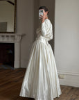 Vintage 90s Australian Made Satin Rosette Basque Waist Ballgown