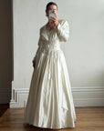 Vintage 90s Australian Made Satin Rosette Basque Waist Ballgown