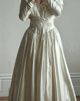 Vintage 90s Australian Made Satin Rosette Basque Waist Ballgown