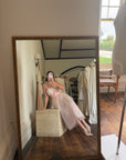 Vintage 50s Pale Pink Swiss Dot Tulle Strapless Dress