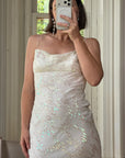 Vintage 90s Iridescent Sequin Bias Slip Dress