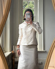 Vintage 90s Dolce & Gabbana Ivory Silk Shantung Two-Piece Bridal Suit
