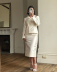 Vintage 90s Dolce & Gabbana Ivory Silk Shantung Two-Piece Bridal Suit