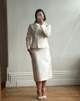 Vintage 90s Dolce & Gabbana Ivory Silk Shantung Two-Piece Bridal Suit