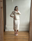 Vintage 90s Dolce & Gabbana Ivory Silk Shantung Two-Piece Bridal Suit