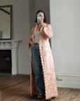 Vintage 40s Blush Quilted Trapunto Silk Satin Coat