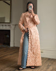 Vintage 40s Blush Quilted Trapunto Silk Satin Coat