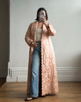 Vintage 40s Blush Quilted Trapunto Silk Satin Coat