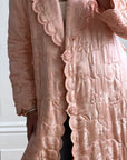 Vintage 40s Blush Quilted Trapunto Silk Satin Coat