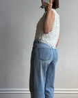 Vintage 60s White Paillette Sequin Top