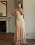 Vintage 90s Italian Silk Nude Ombre Sunrise Slip Gown
