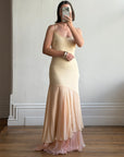 Vintage 90s Italian Silk Nude Ombre Sunrise Slip Gown