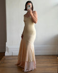 Vintage 90s Italian Silk Nude Ombre Sunrise Slip Gown