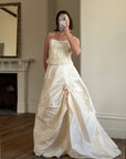 Vintage 80s Mermaid Silk Taffeta Bridal Ballgown Set