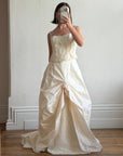Vintage 80s Mermaid Silk Taffeta Bridal Ballgown Set