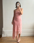 Vintage Y2K Blush Floral Lace Strapless Mini Dress