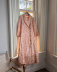 Vintage 40s Blush Quilted Trapunto Silk Satin Coat