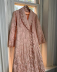Vintage 40s Blush Quilted Trapunto Silk Satin Coat