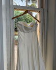 Vintage Y2K Pleated Strapless Gold Embellished Bridal Dress