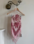 Vintage Y2K Rose Silk Beaded Fringe Halter Top