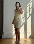 Vintage 60s Sequin Wool Knit Dress Pink Petite Florals