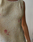 Vintage 60s Sequin Wool Knit Dress Pink Petite Florals