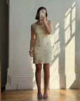 Vintage 60s Sequin Wool Knit Dress Pink Petite Florals