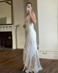 Vintage 90s Italian Pure Silk Slip Ruffle Wedding Gown
